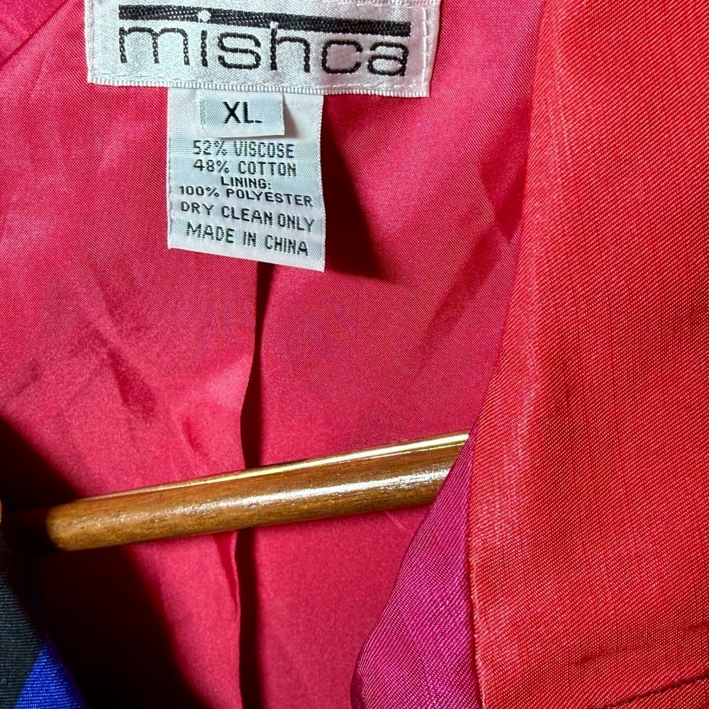 EUC Mishca Vintage Retro 80's 90's Colorblock Zip Front Jacket Ruched Sleeves - Picture 2 of 2
